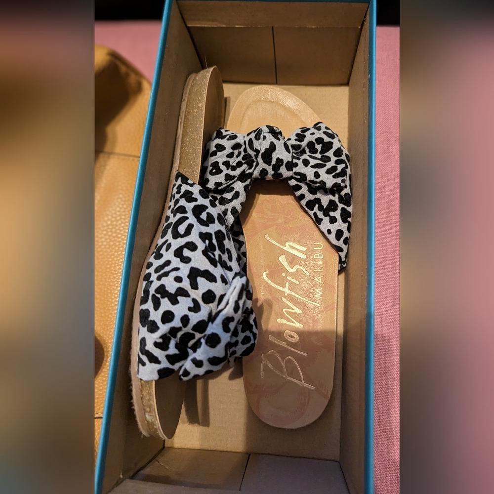 Women's slides, sandals, leopard print, Blowfish